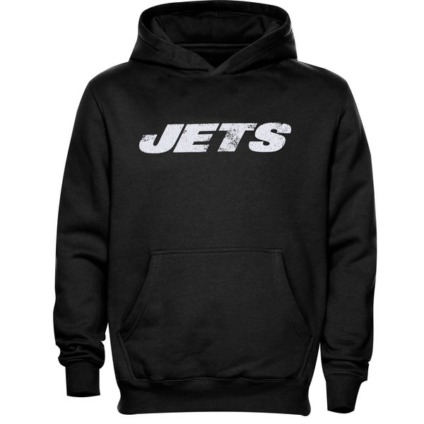 Men New York Jets Youth Faded Wordmark Hoodie Black->youth nfl jersey->Youth Jersey